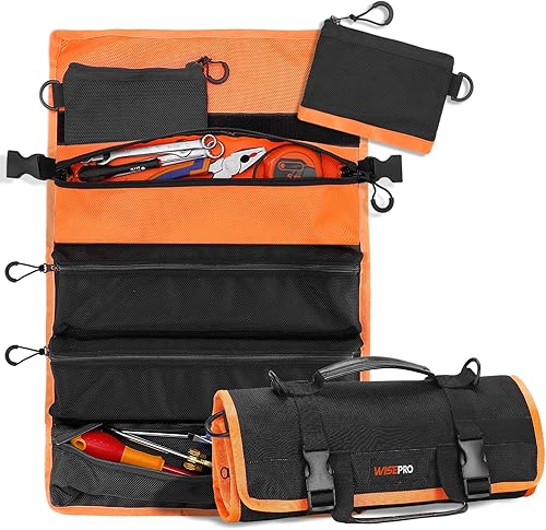 WISEPRO Bolsa enrollable para herramientas, bolsa enrollable de herramientas resistente con 3 bolsas desmontables, bolsas de rollo de herramientas disponible en Yaxa Peru