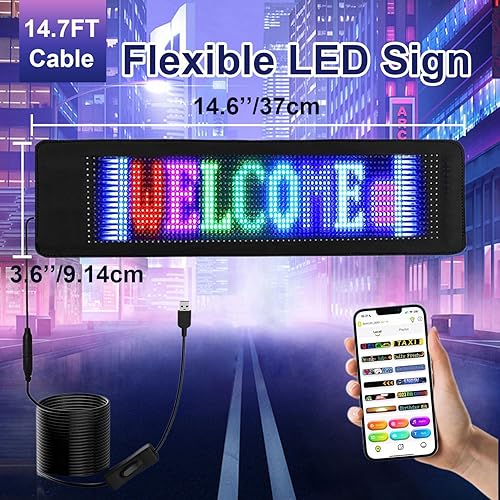 Miniatura 3 de Signo LED de desplazamiento programable Flexible LED Car Sign USB 5V Smart Bluetooth LED intermitente señal programable al aire libre Patrón de