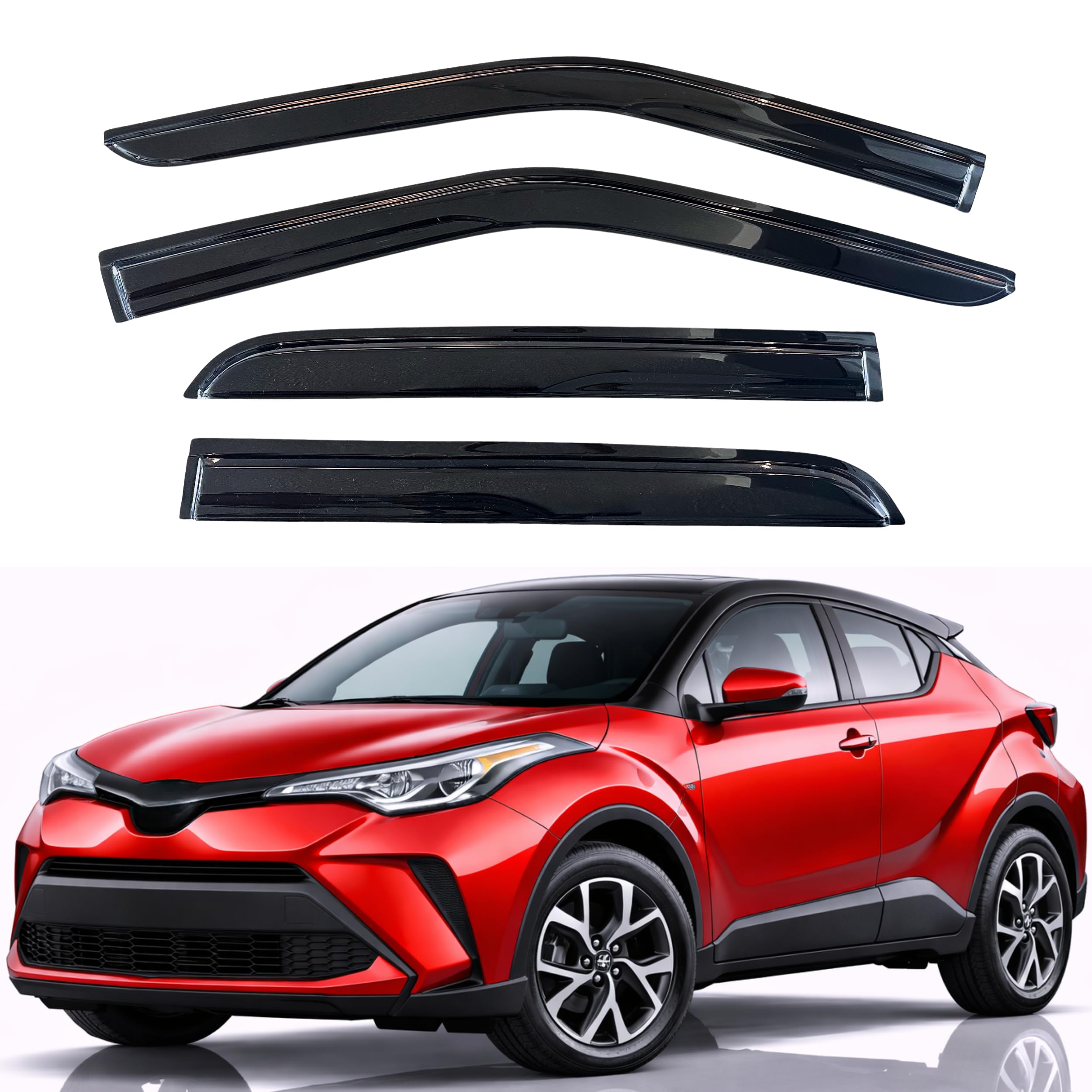KPY Rain Guards Fit for 2017-2024 Toyota C-HR, Out-Channel Window Visors Vent Wind Deflectors 4PC, Car Accessories for 17-24 CHR