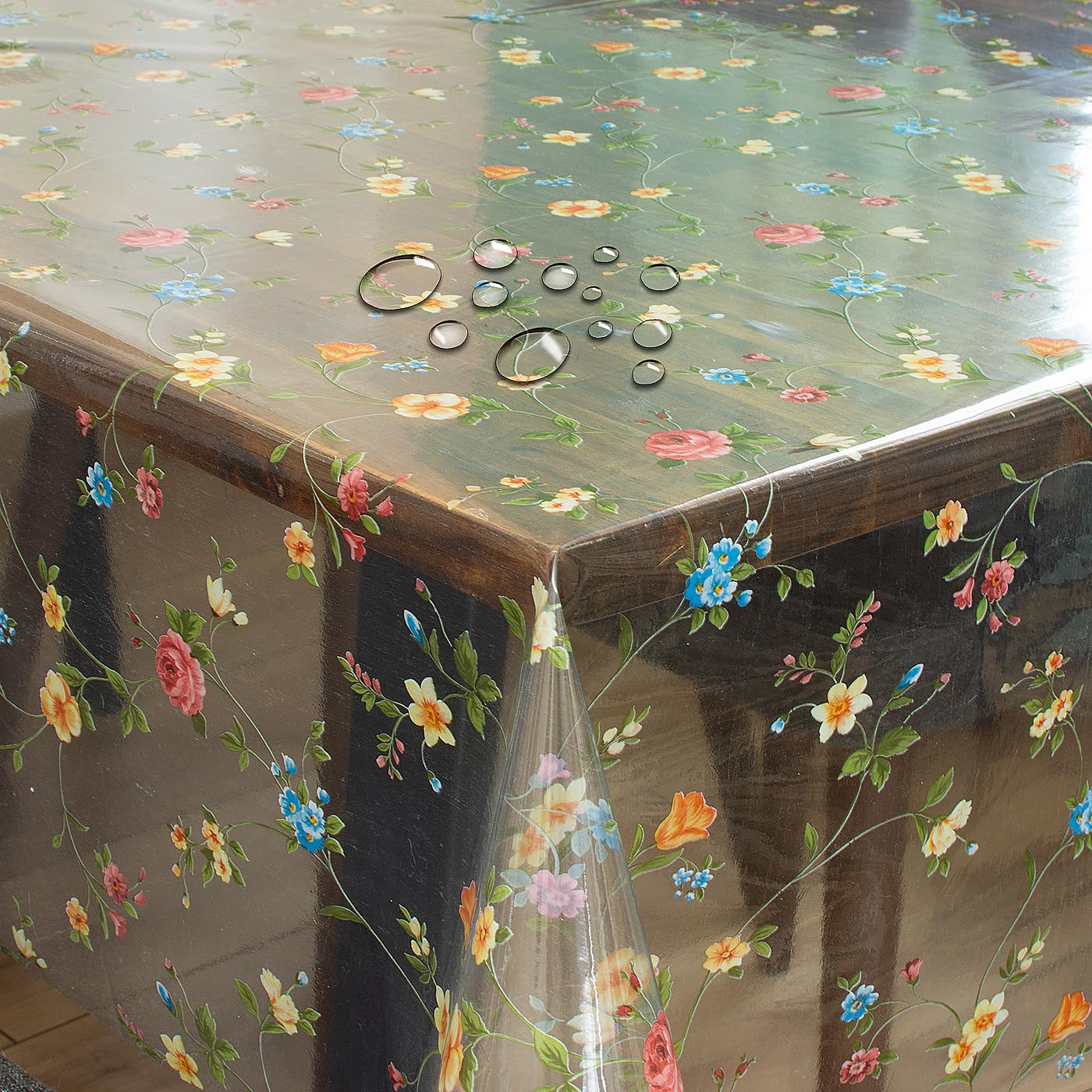 Transparente Folie Schutzfolie Schutztischdecke 0,15 mm Blumen Bunt Rechteckig 100 x 500 cm, abwaschbare Tischdecke, wasserabweisend