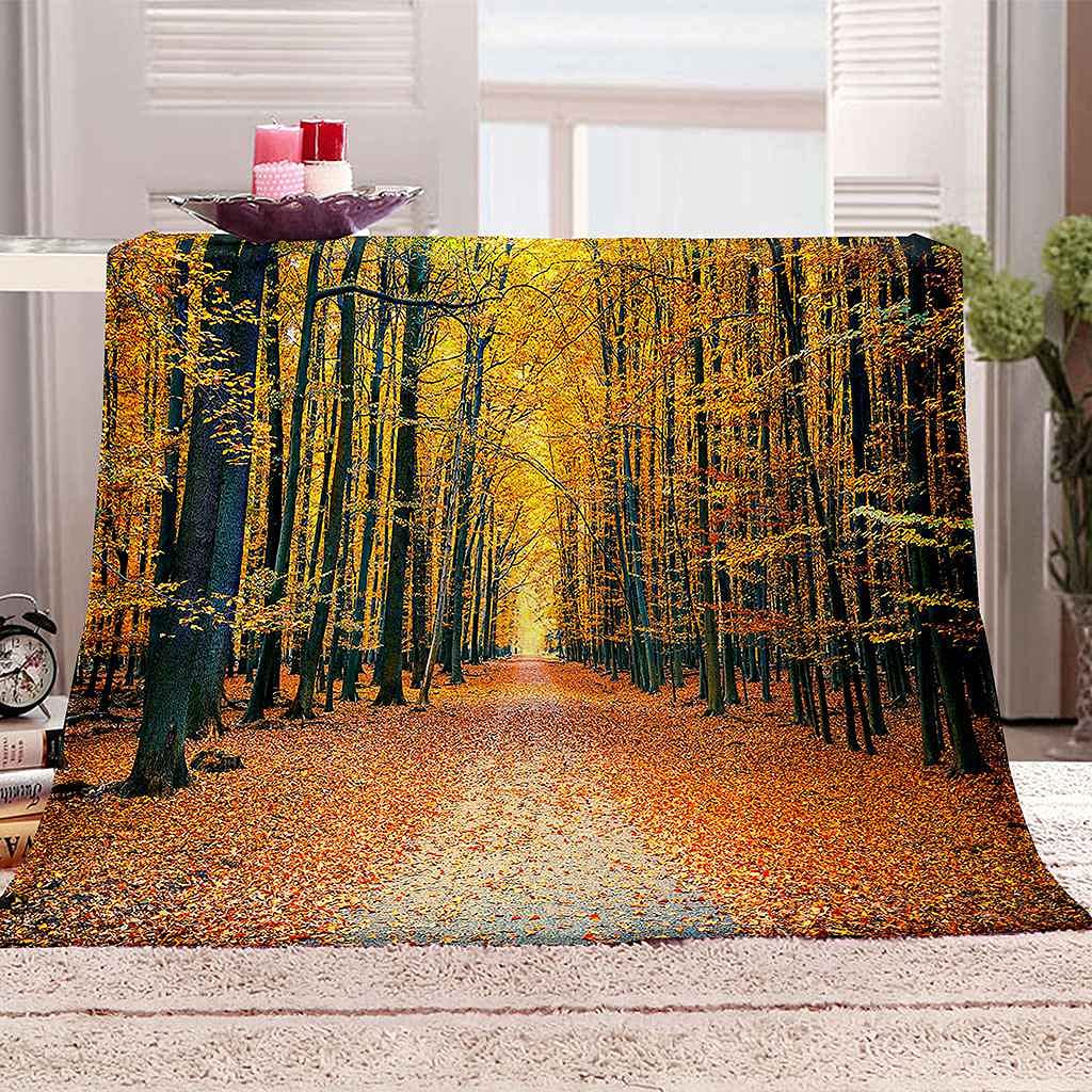 Couverture Polaire Impression 3D Paysage Doré pour Soirées Cocooning sur le Canapé en Toutes Saisons