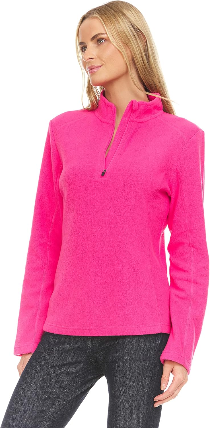 Swiss Alps Women Quarter Zip Pullover Fleece Stand Collar Long Sleeve Polar Soft Lightweight Sweatshirt Jacket - Image 3