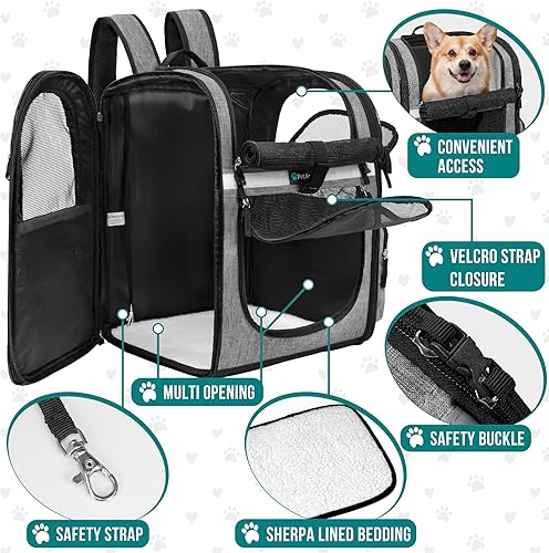Miniatura 3 de PetAmi Mochila transportadora para perros para gatos pequeños y grandes, mascotas, cachorros, mochila de senderismo ventilada para mascotas, bolsa