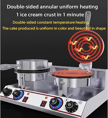 Miniatura 3 de LKJHSDFG Máquina comercial para hacer gofres de cono de helado de 1200 W eléctrica antiadherente rollo de huevo para panadería, rollo de gofres para