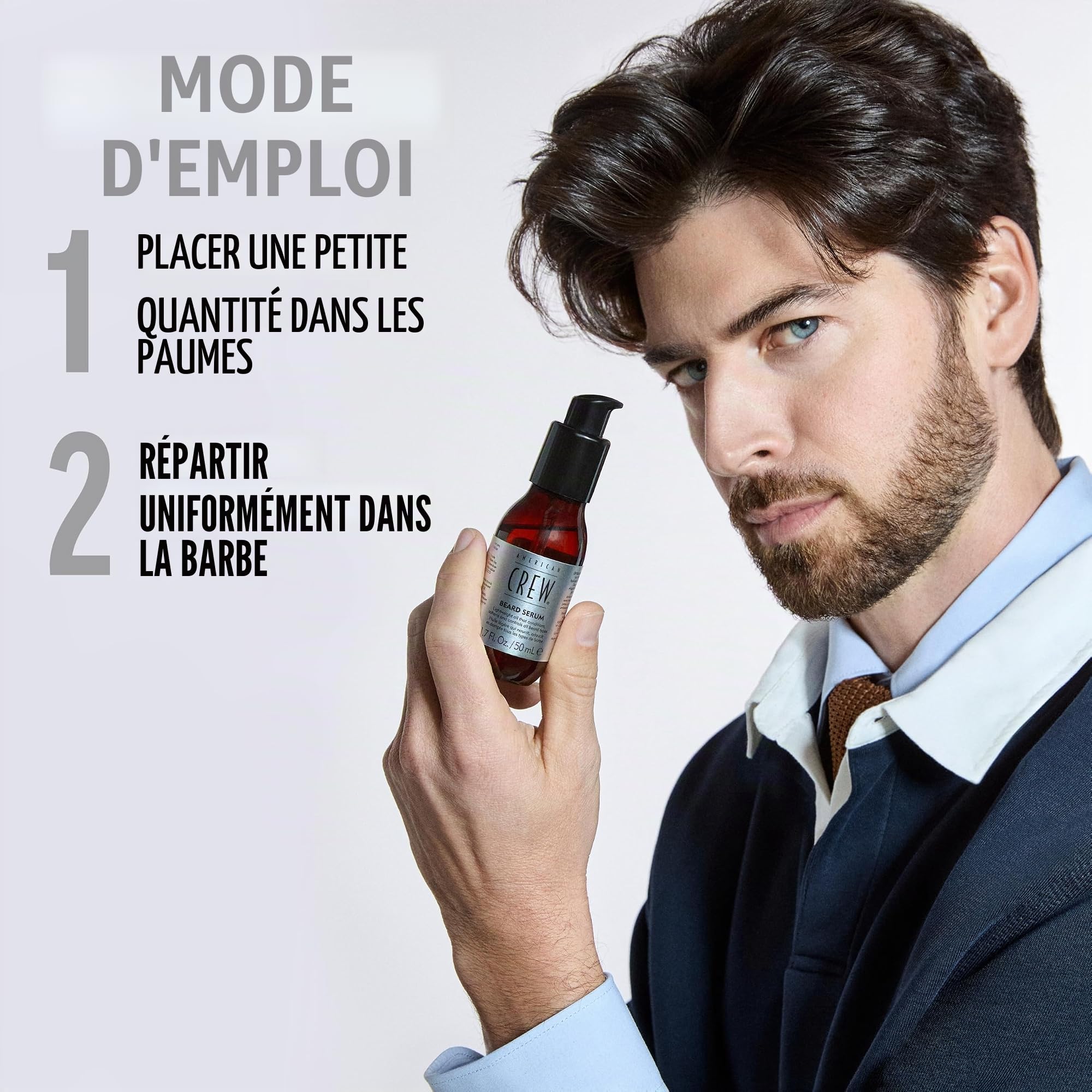 American Crew - Beard Serum - Huile Barbe Nourrissante - Soin Barbe Homme - Formule Légère et Non Grasse - Soin du Visage - Huile pour Barbe Souple et Soyeuse - 50ml