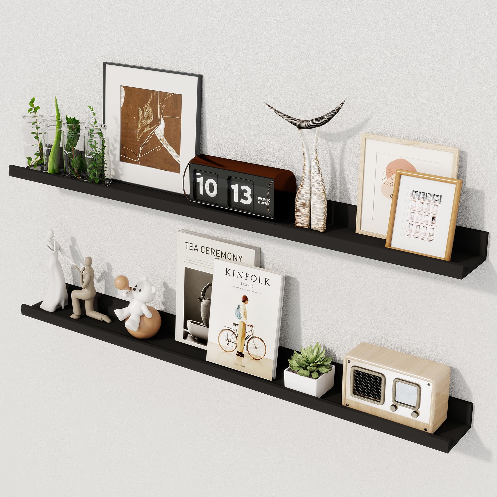 Axeman Picture Ledge Shelf | 36 Inch Black Floating Shelves for Wall Set of 2 | Rustic Picture Shelf for Wall with Ledge | Floating Shelves with Lip | Photo Ledge Shelves for Books Album Records