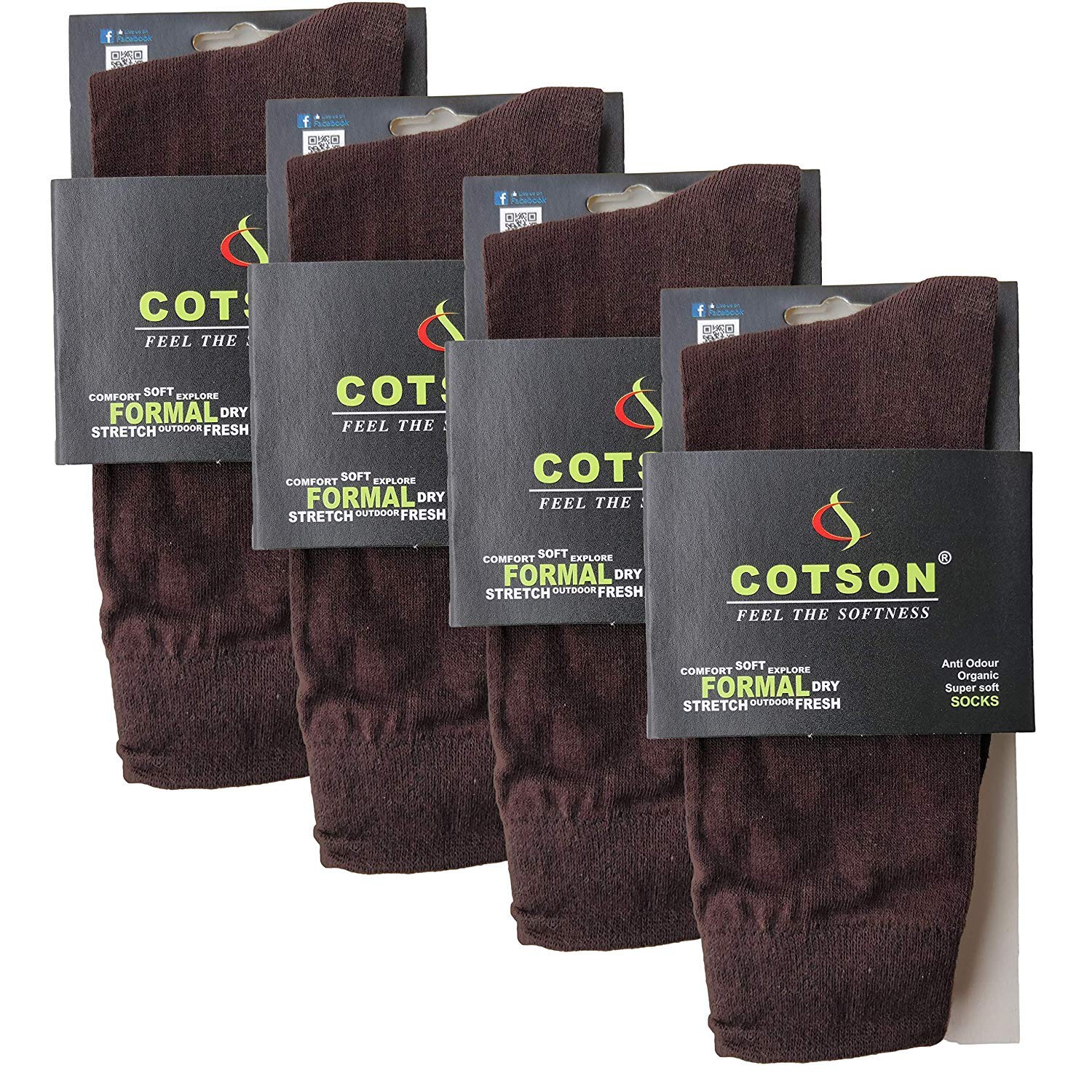 cotson ;lasting wear in every pair Cotson Premium Bamboo Supersoft Odour Control Men Formal Socks -Pack of 4 Pairs-Brown-Free Size (7-11)-picture-21