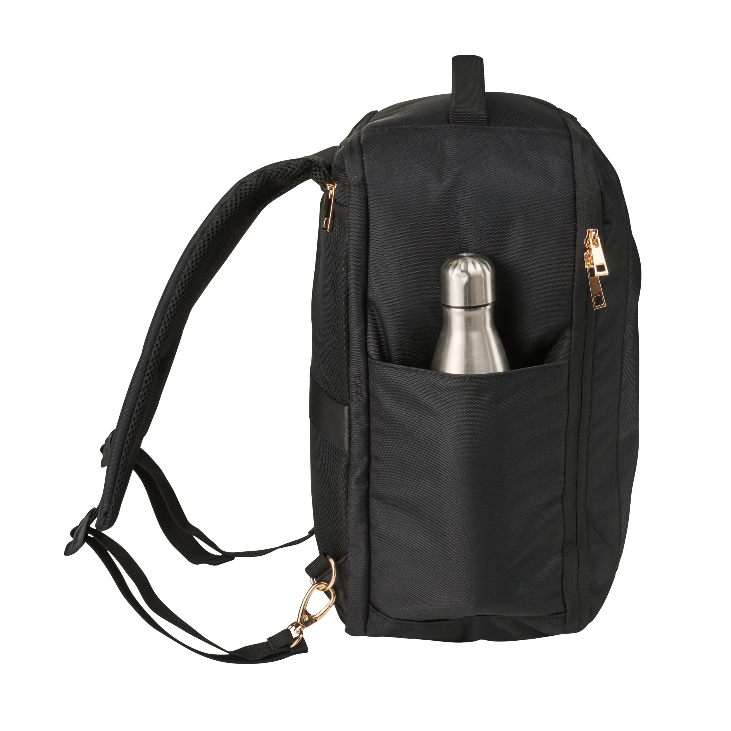 Cabin Max Plecak podręczny Manhattan 40x30x20 cm – 24-litrowy plecak podróżny wykonany z recyklingowanego RPET – Wizz Air i Ryanair Torba pod siedzenie – plecak podręczny do samolotu (czarny/złoty)