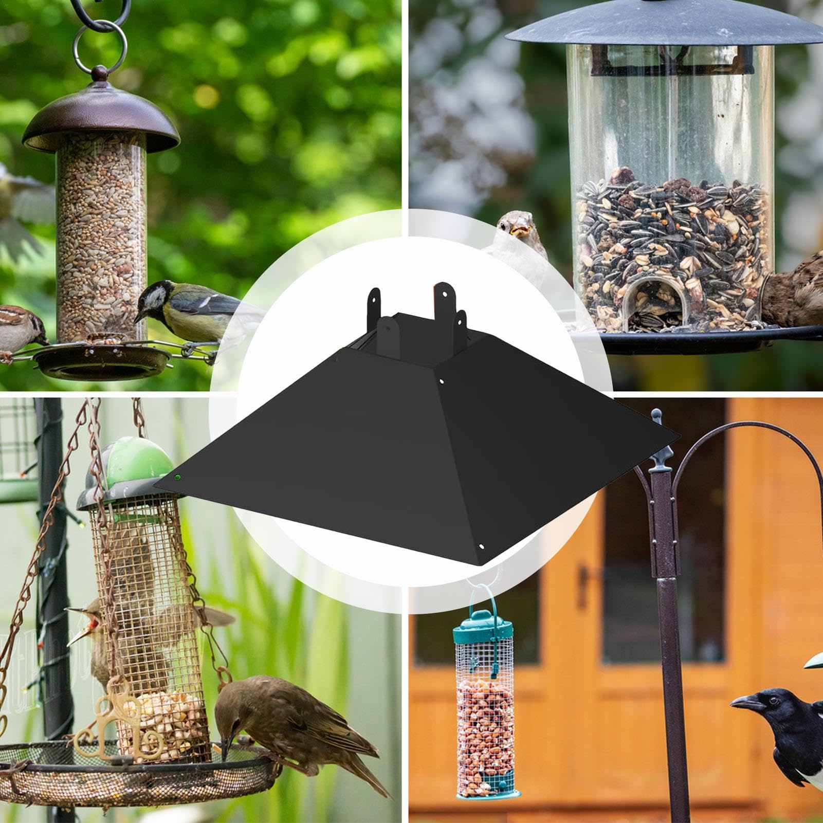 Comedero para pájaros, deflector de ardilla, protector de ardillas, deflector a prueba de ardillas, escudo de ardilla, deflector de ardilla de metal, protector de ardilla, protector de casa de pájaros | Acero Inoxidable Accesorios de jardín, poste de made
