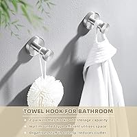 Vista 7 de APLusee Ganchos para toallas de baño de níquel cepillado, ganchos de acero inoxidable 304, paquete de 2 ganchos de toallas resistentes para baño