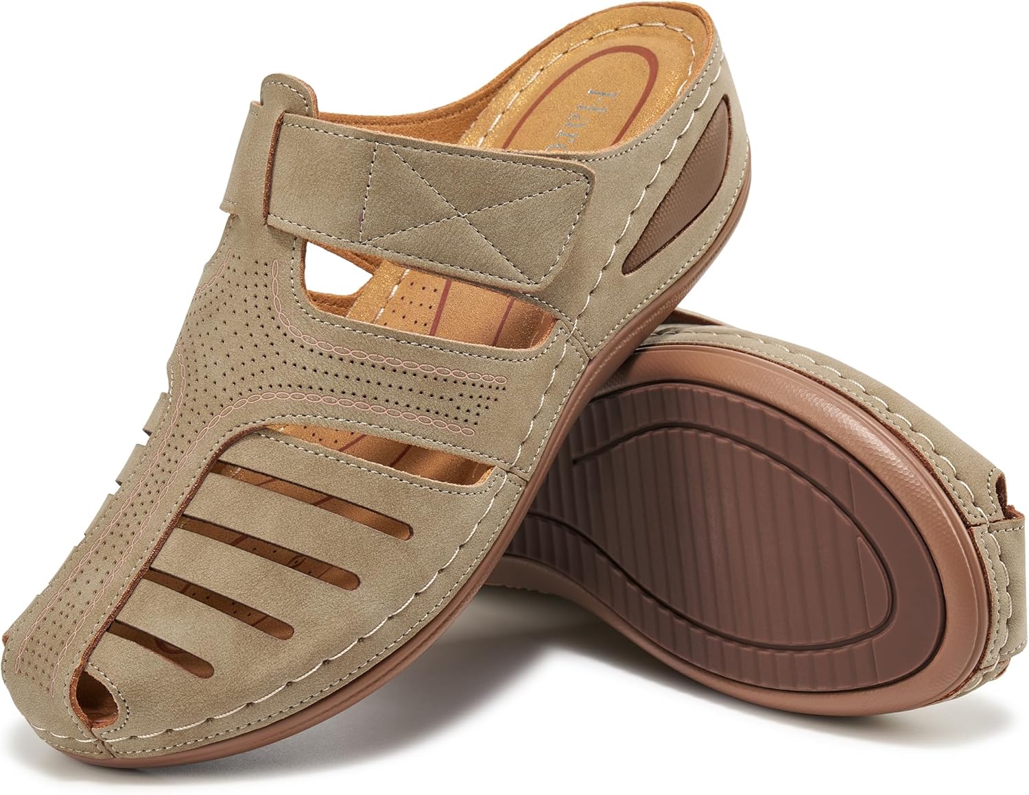HARENCE Clogs for Women Mules Shoes: Comfortable Dressy Closed Toe Platform Sandals 2026 Summer Casual Adjustable Slip On Walking Wedges