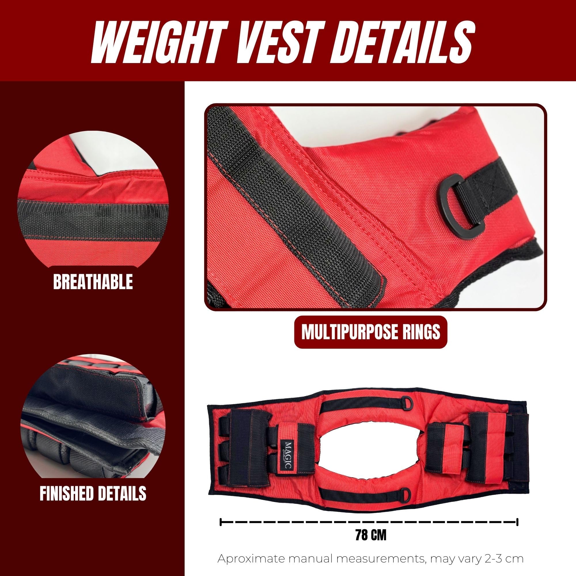 Giubbotto Zavorrato. Gilet Pesi da Allenamento. Gilet con Peso Regolabile 20 kg con Pesi Inclusi. Regolabile e Compatto per Uomo o Donna. Allenamento della Forza, Palestra in Casa, Crossfit, Corsa.