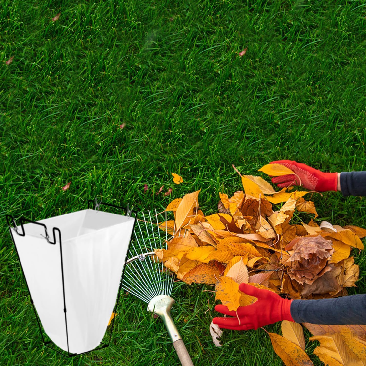 Metal Garbage Bag Holder Frame 2pcs, Trash Bag Holder Stand Holds 30-45 Gallon Plastic Bag, Multi-use Outdoor Garbage Bag Holder for Gardening, Party, Camping, Yard Lawn Weeding