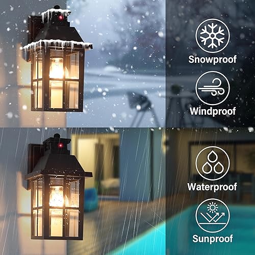 Miniatura 5 de Meluaim Luces de pared para exteriores con sensor de movimiento, iluminación exterior del atardecer al amanecer, lámpara de pared para montaje en