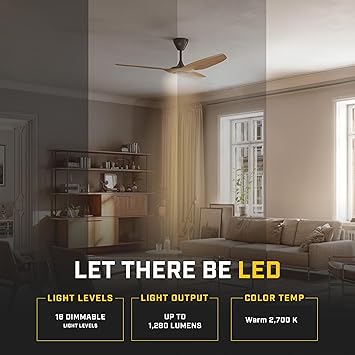 Big Ass Fans Haiku L, Smart Ceiling Fan Energy Efficient Cooling for Home, Bedroom, Office, Living Space, and More 16 Lighting Settings with 7 Speed Settings 52 - White