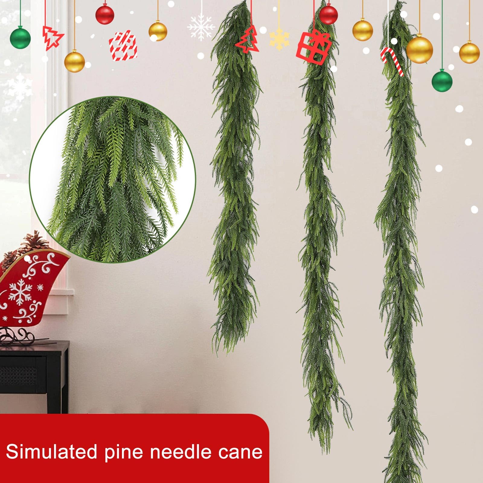 Künstlicher Zweig/Kranz aus realistischem Kiefernholz für Vasenarrangements Weihnachtsdekoration handgefertigte Simulation Pflanze Ornament