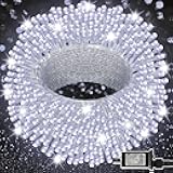 LJLNION 300 LED String Lights Outdoor Indoor, Extra Long 98.5FT Super Bright Christmas Lights, 8 Lighting Modes, Plug in Waterproof Fairy Lights for Holiday Wedding Party Bedroom Decorations ( White)