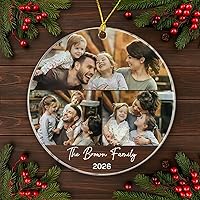 Vista 22 de Adorno de Navidad con foto personalizada, sube cualquier imagen, carga cualquier foto, texto opcional, regalo de recuerdo de Navidad para familia