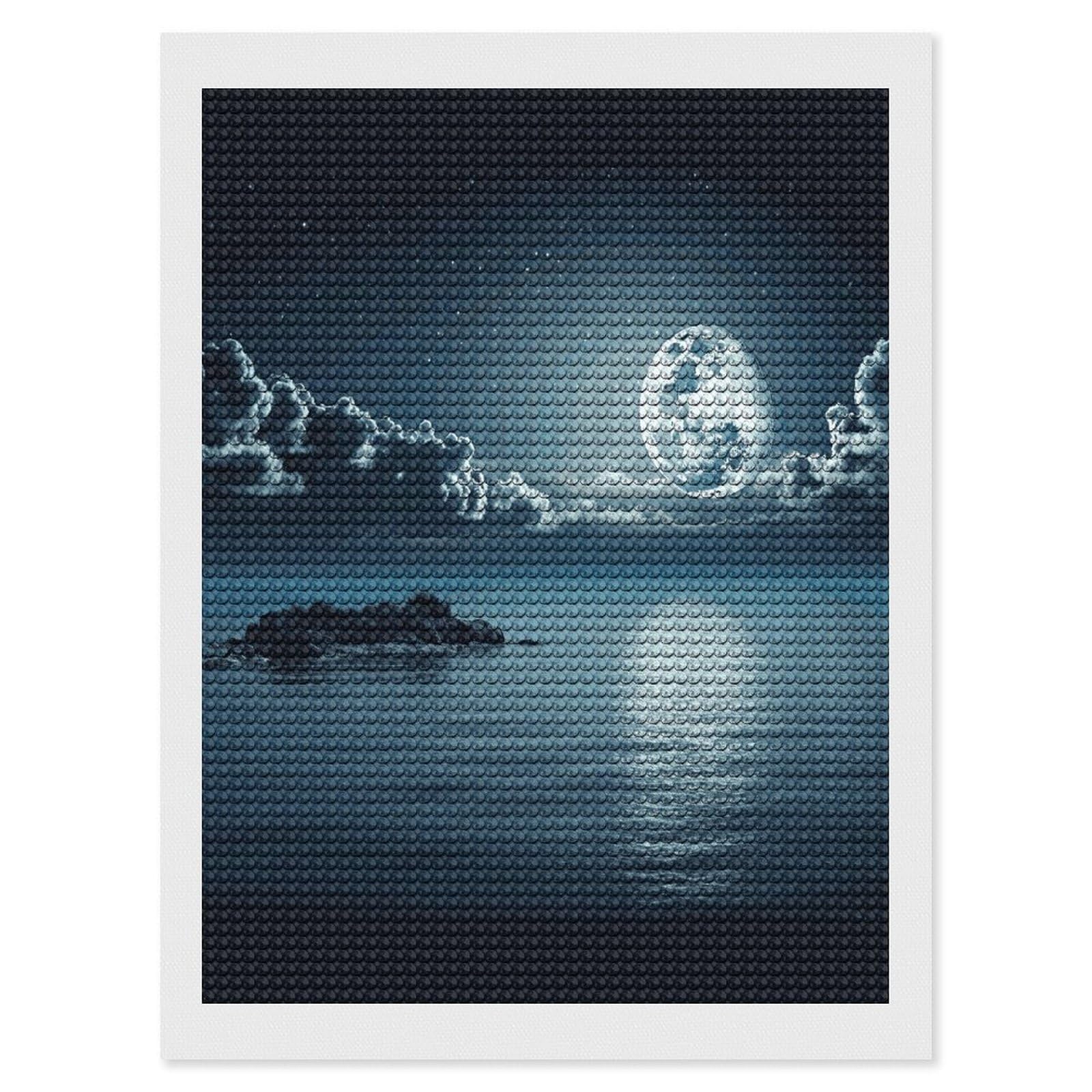 JTREHY Moon Ocean Landscape Diamond Art Kits Personalized DIY Round Diamond Painting Kits for Beginner Full Drill Diamonds Dots Paintings for Adults Gem Art Crafts Home Decor