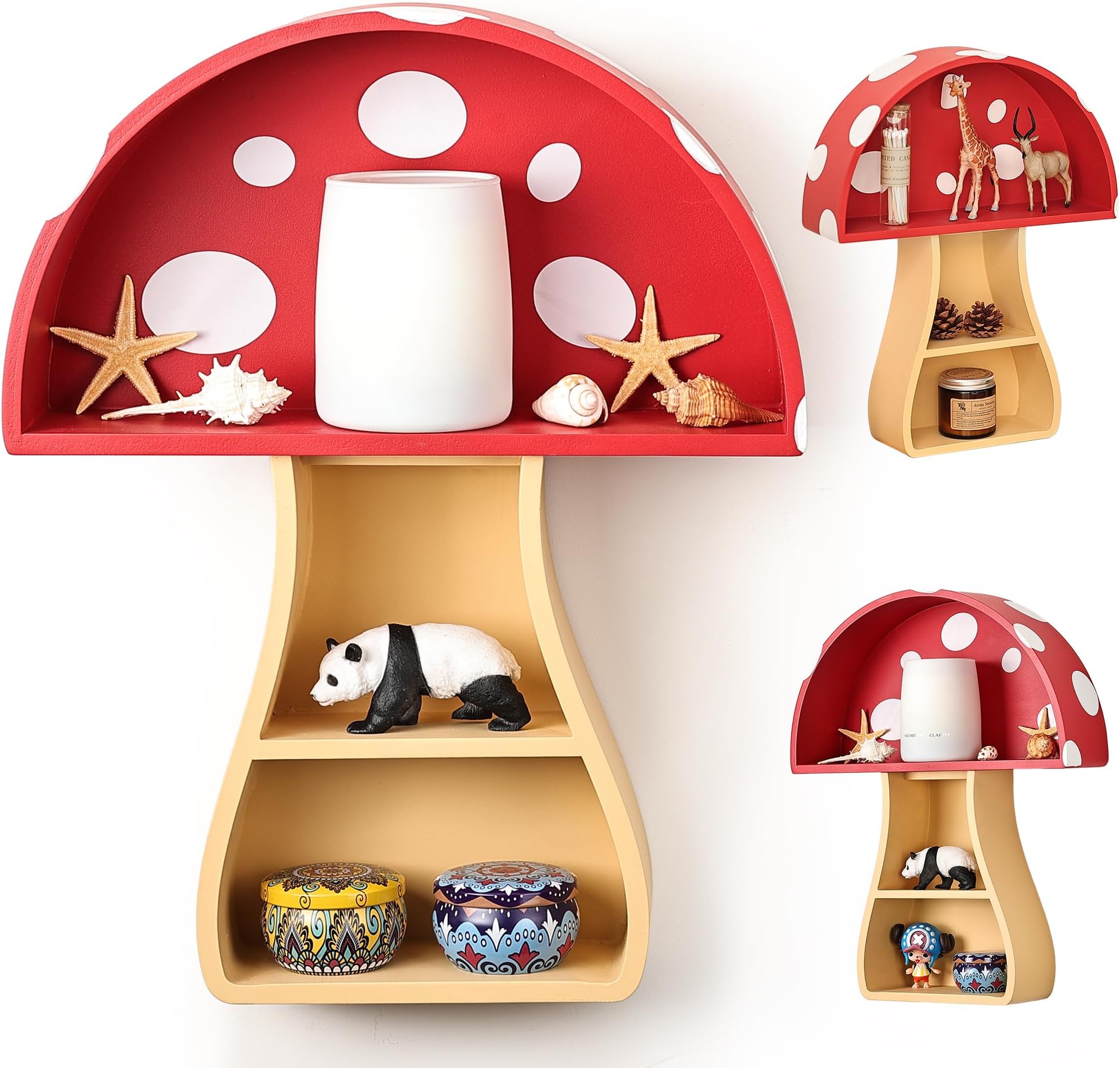 Fungi Fun Floating Mushroom Shelf: Whimsical Wall Decor for Nursery, Bedroom,...