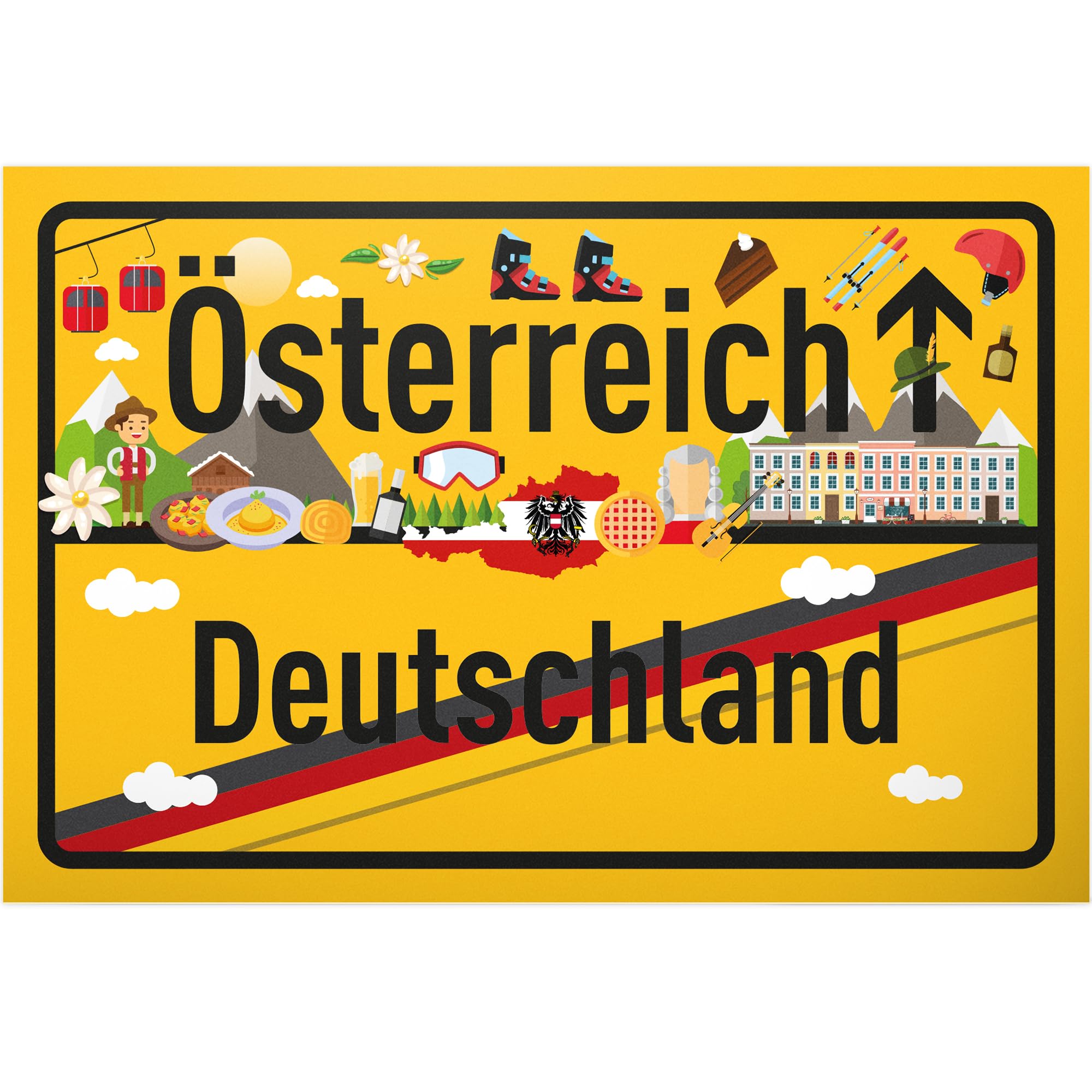 Belgien Deutschland Ortsschild 30x20 Cm – Coole Geschenkidee Für Reisefans & Abschiedsfeiern