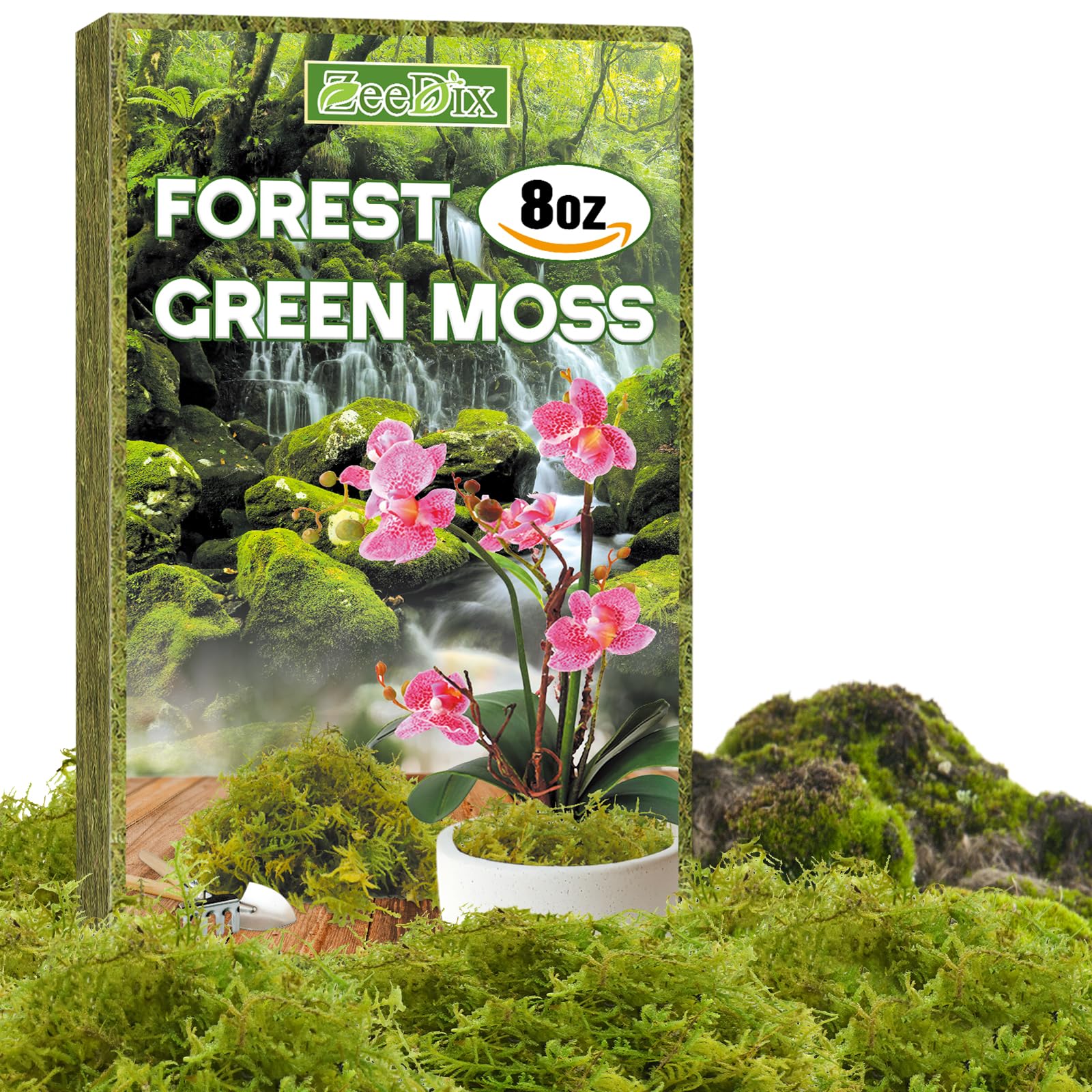 ZeeDix 220g Green Moss for Plants, 8L Forest Sphagnum Moss for Potted Plants, Ideal for Potted Orchid Carnivorous Monstera Succulents, Reptile Habitat, Garden Decor & DIY Crafts