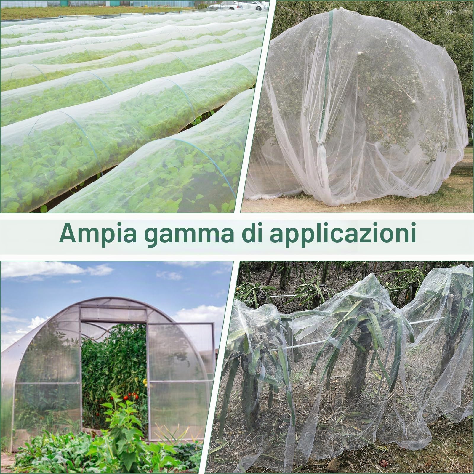 Rete da giardino Rete anti-insetti Barriera ultra fine per la protezione delle piante in rete per le coltivazioni di ortaggi, fiori, frutta e piante da serra (10x50FT)