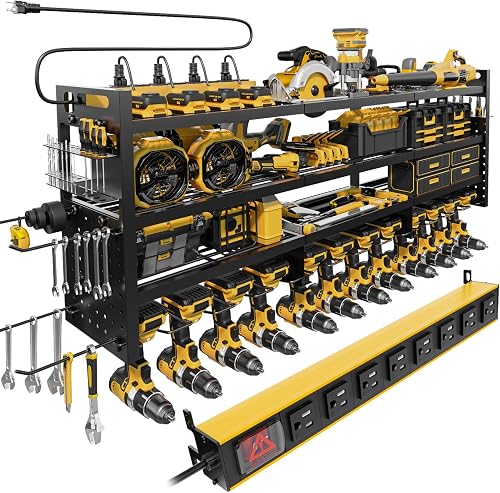 STURDIFLOW 49" Power Tool Organizer Wall Mount with 8-Outlet Charging Station, 620lb Heavy Duty Garage Rack STURDIFLOW 49" Power Tool Organizer Wall Mount with 8-Outlet Charging Station, 620lb Heavy Duty Garage Rack