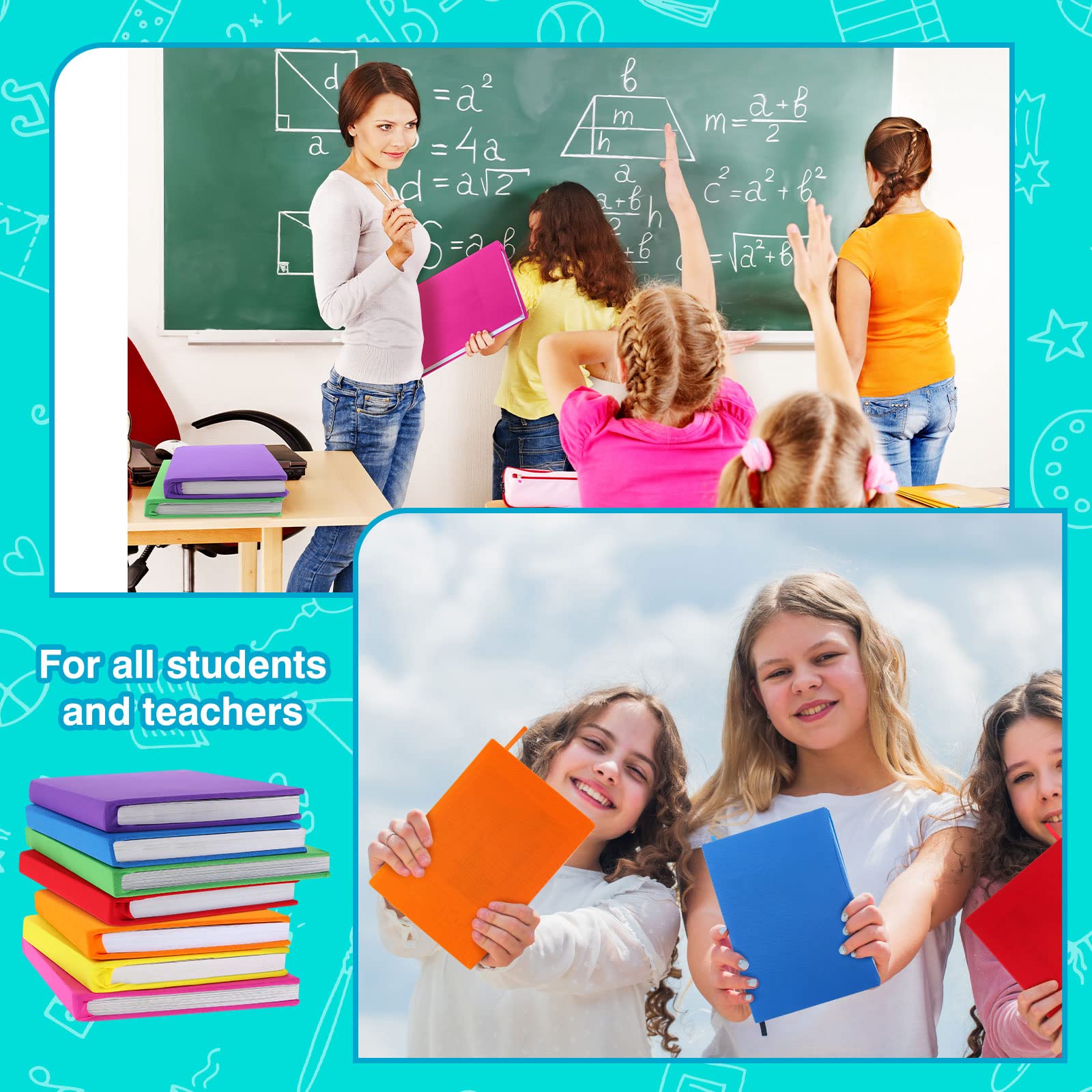 Sherr 14 copertine elastiche per libri da 37,9 x 22,9 cm, colorate, elastiche, resistenti, lavabili e riutilizzabili, per la maggior parte dei libri con copertina rigida, circa 22,9 x 30,5 cm