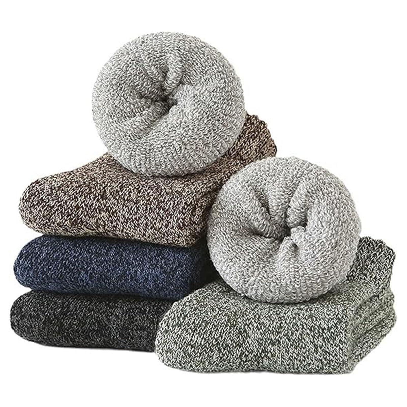 NBIWTOWO 5 Pairs of Warm and Heated Socks, Soft and Comfortable Thickened Wool Thermal Socks for Men in Winter