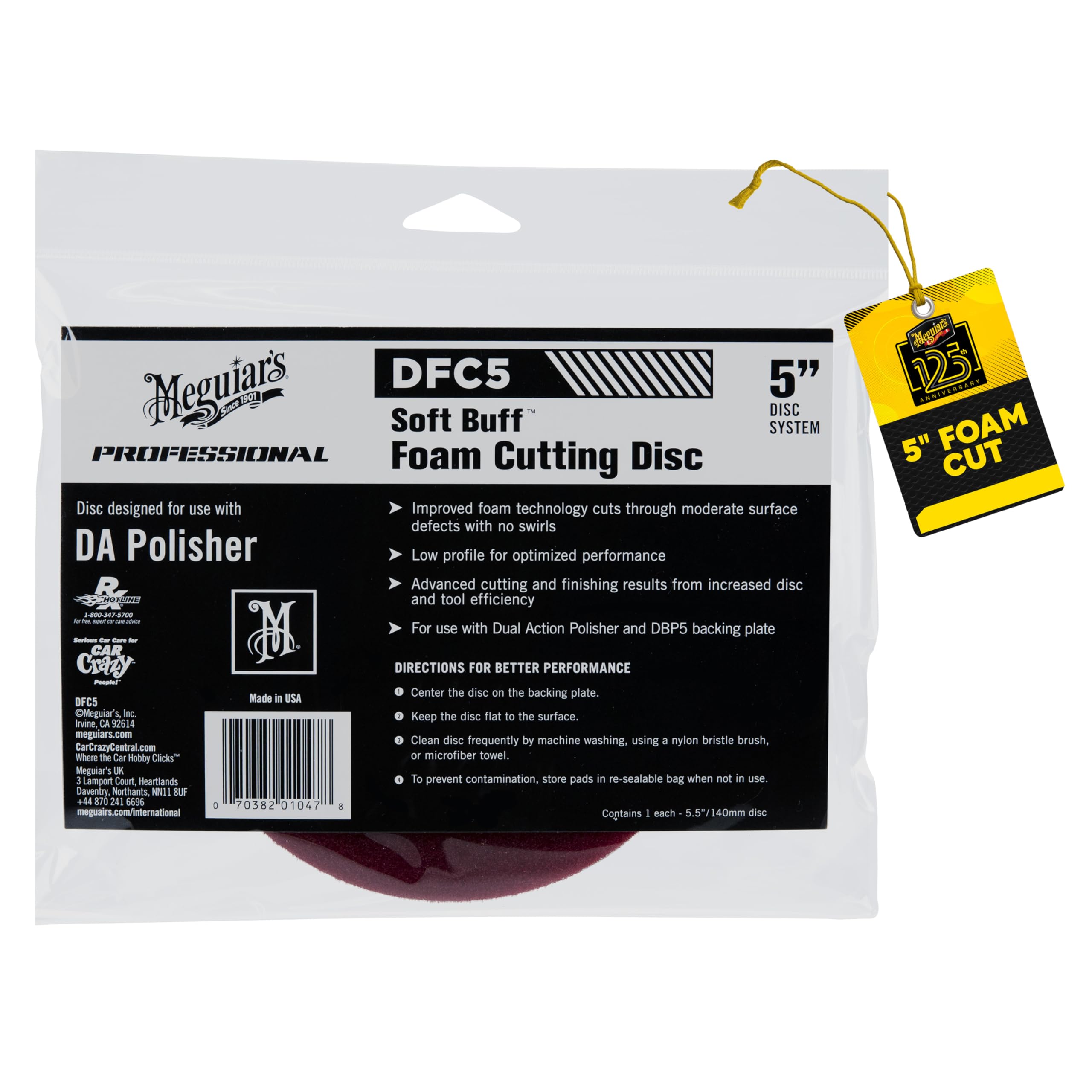 Meguiars 5inch  Professional Soft Buff Foam Cutting Disc Swirl Removal - DFC5