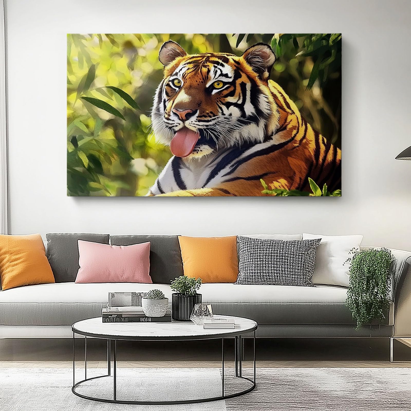 Lienzos decorativos 90l x45an cm Cuadro Sobre Lienzo Moderno Tigres de la selva, animales Dormitorio Cocina Cuadros Pared Imágenes Cuadros Decoracion Salon Wall Naranja Verde