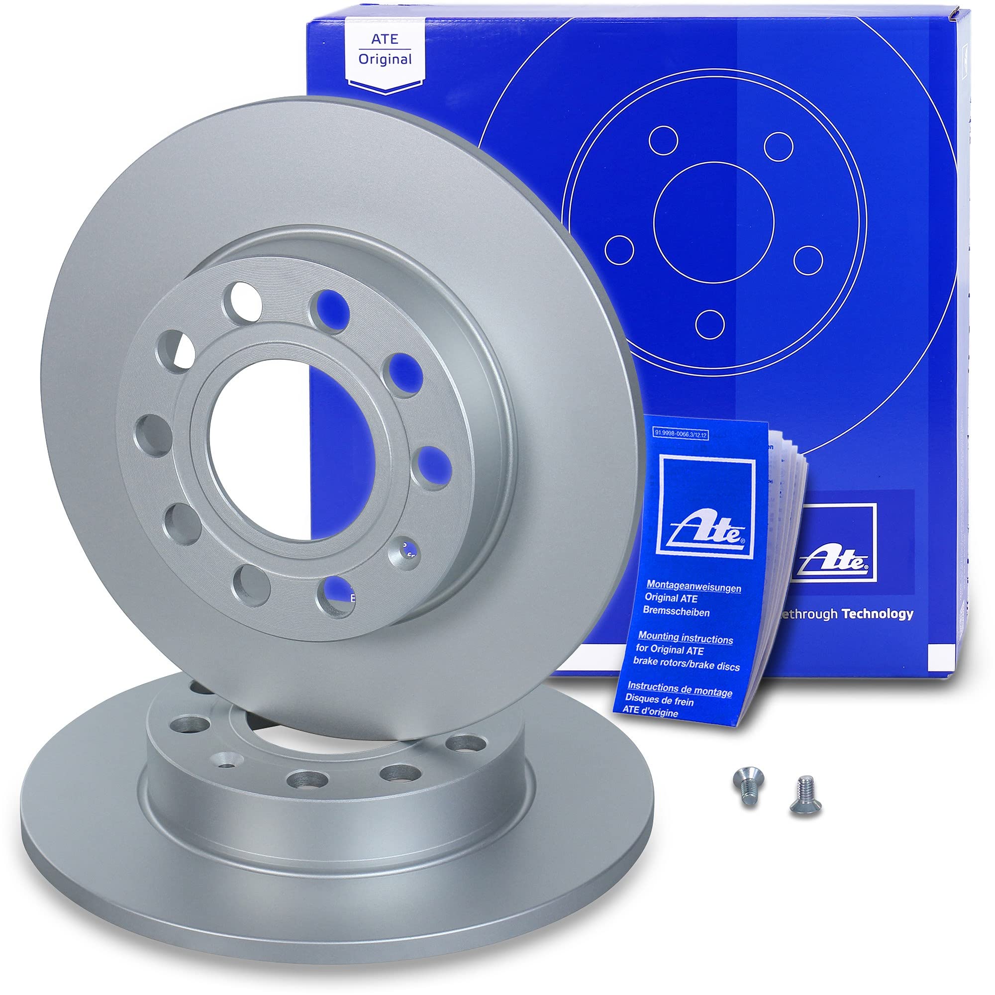 ATE Set freni + dischi freno anteriori ¯ 288 mm ventilati + posteriori ¯ 245 mm pieni e pastiglie freno anteriori + posteriori e contatto di usura Compatibile con AUDI A4 B6, SEAT EXEO (3R2) (3R5)