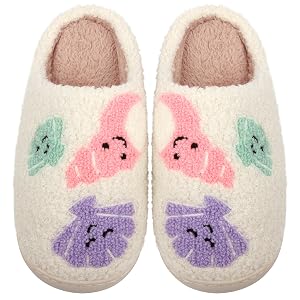 Slippers for Women Men Cute House Slippers Plush Fleece Lining Warm Home Shoes Slip-on