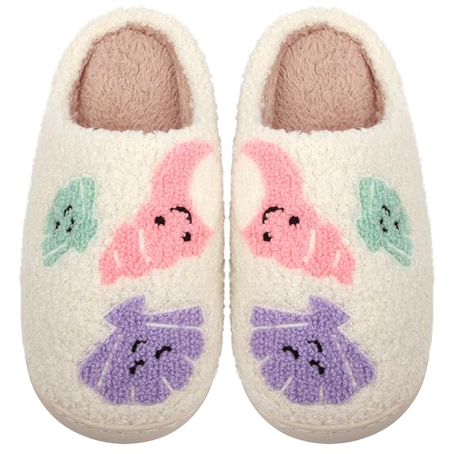 Slippers for Women Men Cute House Slippers Plush Fleece Lining Warm Home Shoes Slip-on