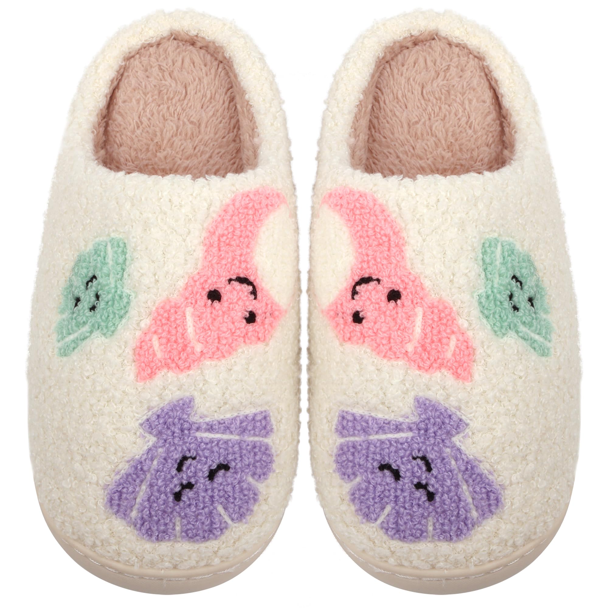 Slippers for Women Men Cute House Slippers Plush Fleece Lining Warm Home Shoes Slip-on