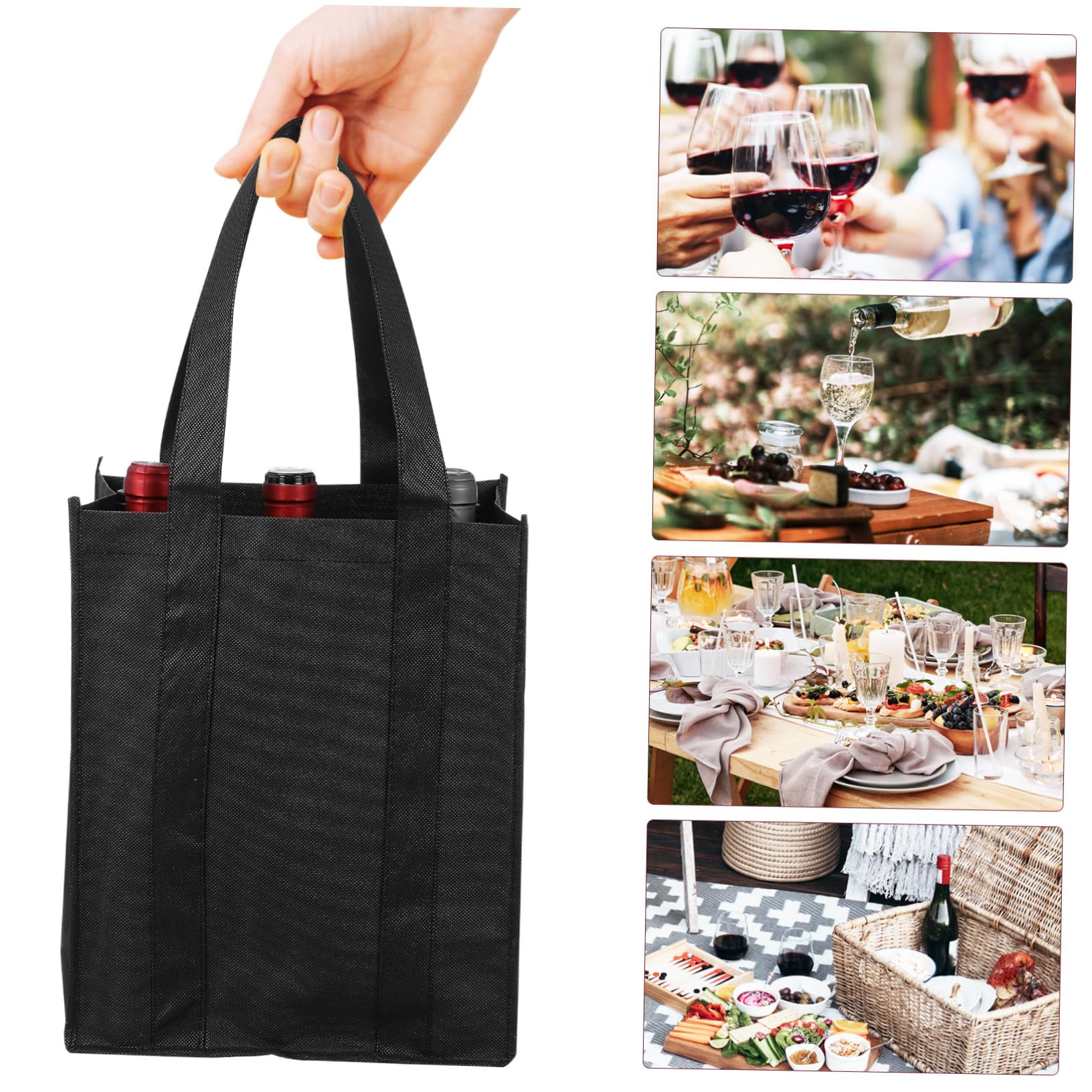 6 Stück Weinflaschentaschen Aus Vliesstoff Große Kapazität Für 6 Flaschen Wiederverwendbar Elegant Für Picknick Und Party