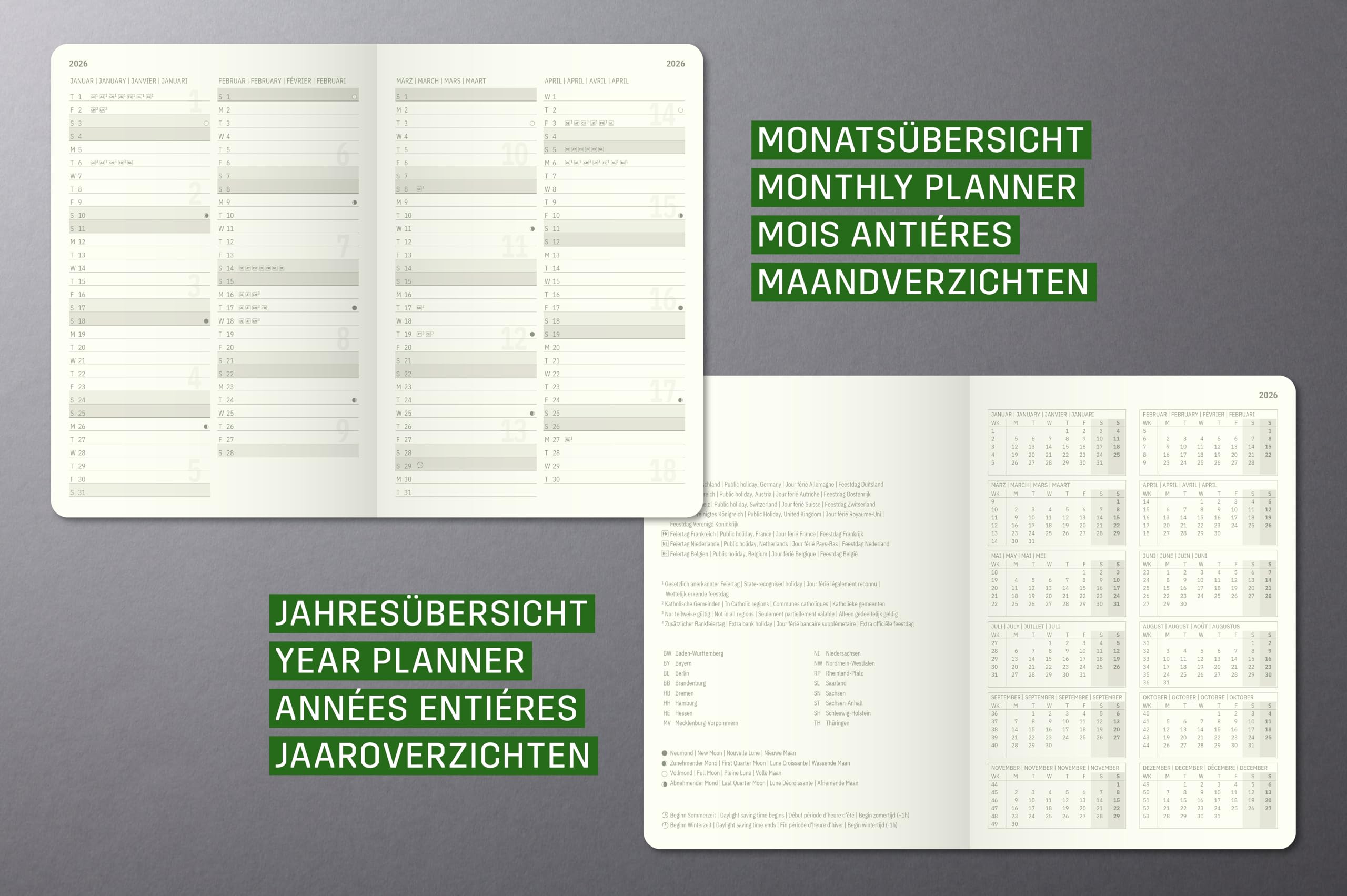 SIGEL C2685 Monats-Kalenderheft Conceptum 2026, ca. A6, , schwarz: Agenda Conceptum, Classic, Softcover