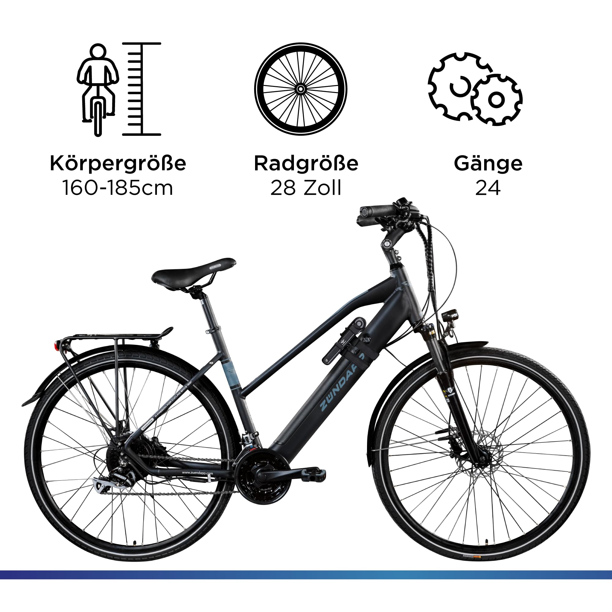 ZÜNDAPP Ebike Z810 Electric Trekking Bike 28 24 Speed Electric Bike 155-170 cm