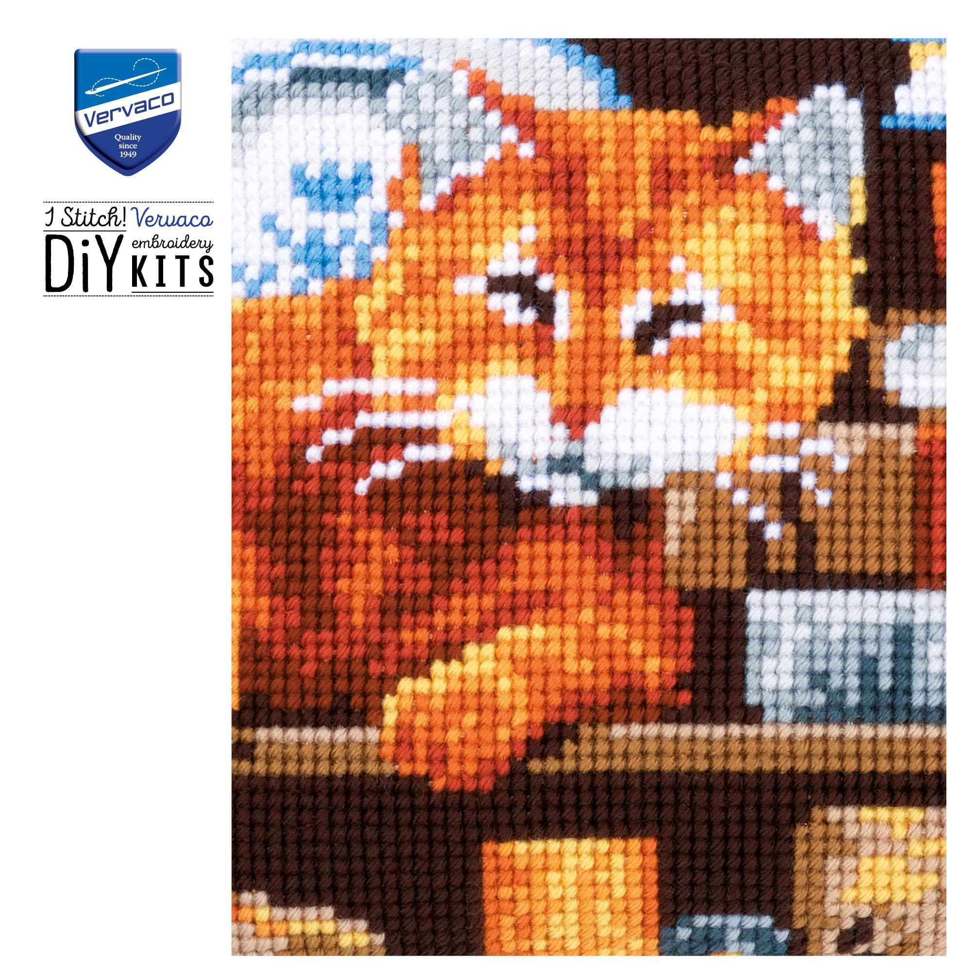 VERVACO Kit Cuscino Punto Croce Gatto E Libri Set Ricamo Principianti Cuscini Gobelin Decorativi ca. 40 x 40 cm Accessori per Lavoretti Creativi DIY Casa Decor Hobby Adulti Cross Stitch