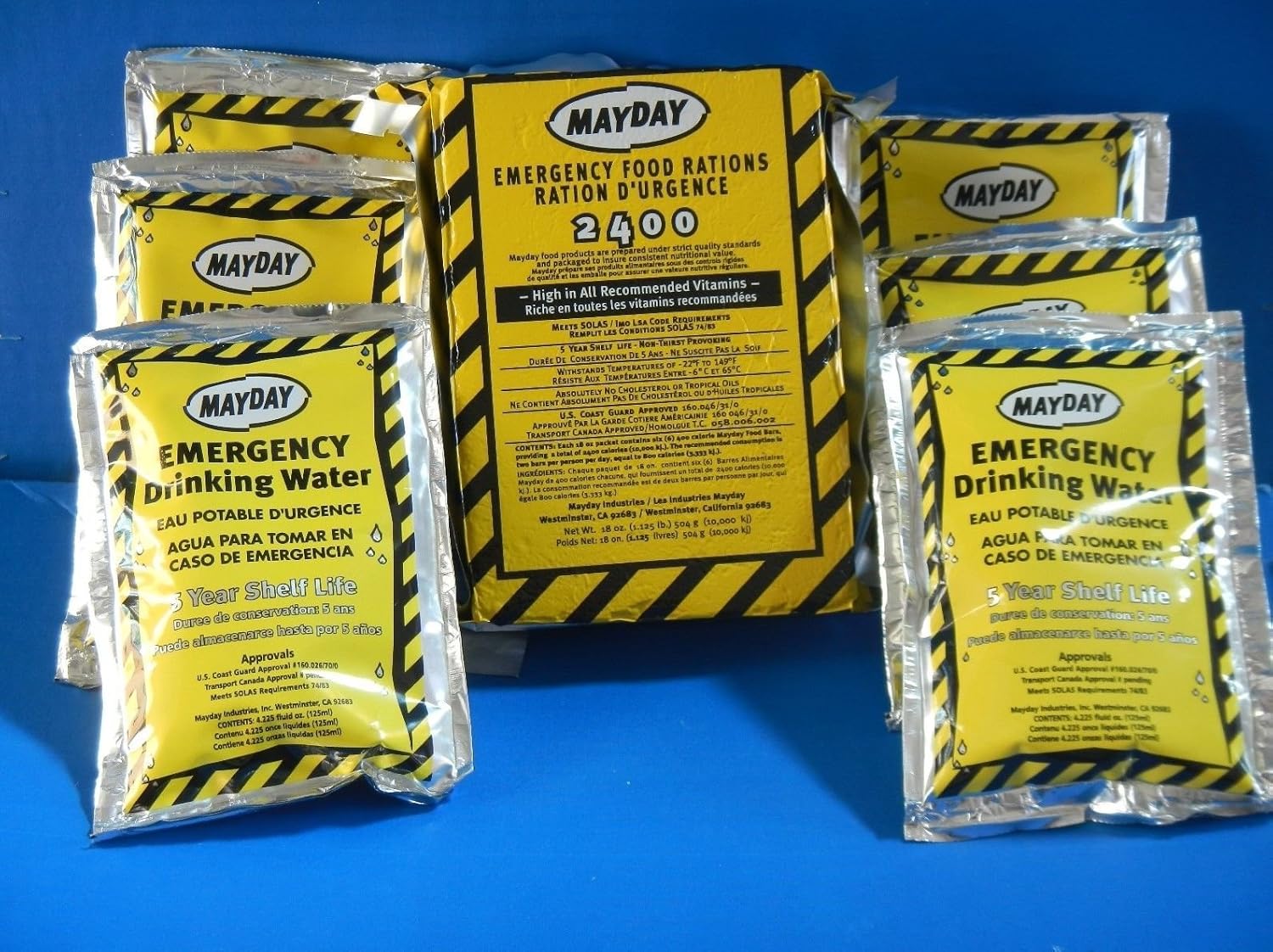 MayDay 2400 Calorie Bar and Water Emergency Survival MRE Ration Car and Bug Out Kit w/Free MayDay Poncho