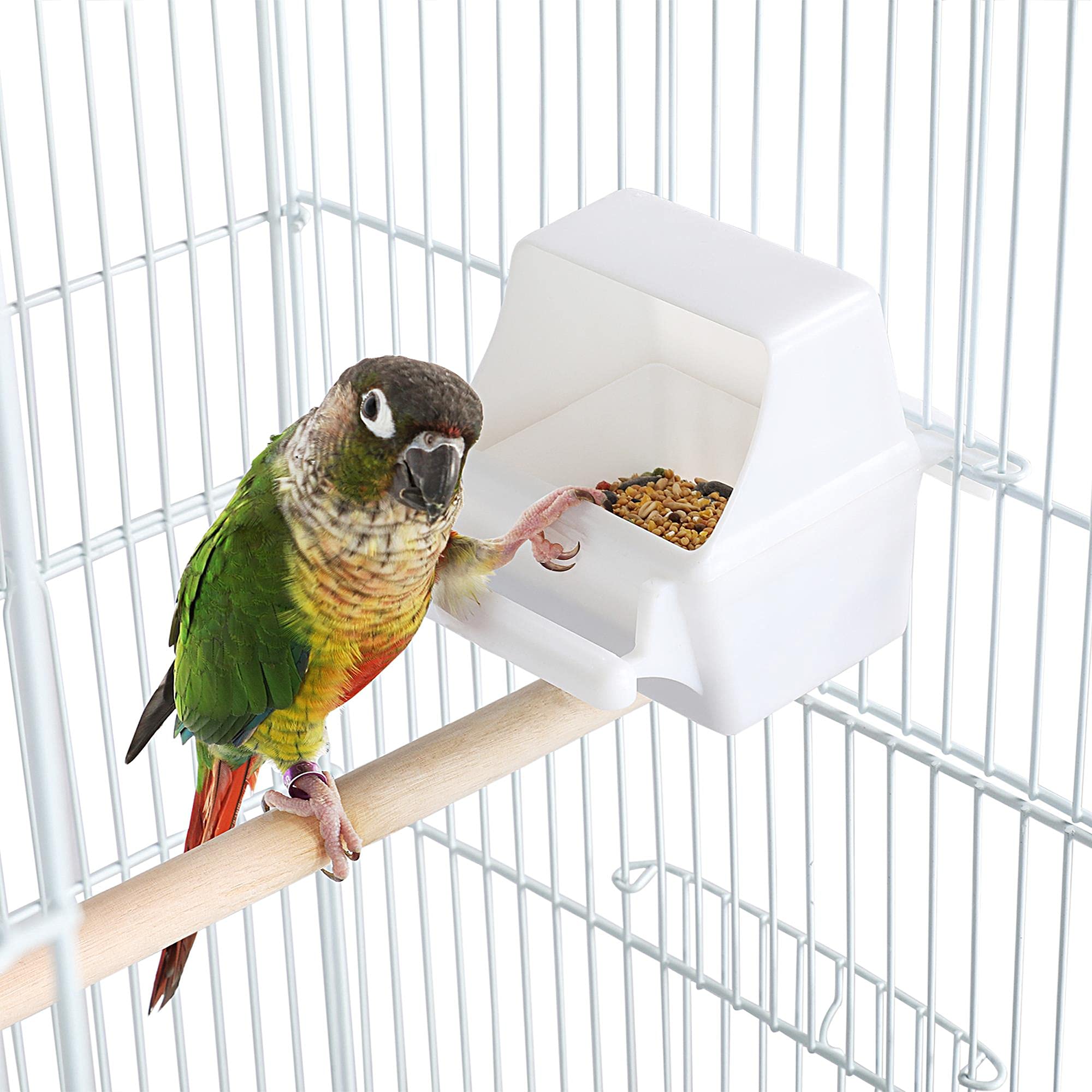 Yaheetech XXL Vogelkäfig Vogelbauer Wellensittich Kanarien mit Freisitz und Zubebör mit Ständer Weiß