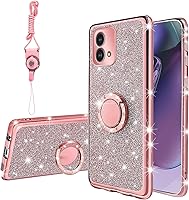 Vista 17 de Funda protectora para Moto G Stylus 5G 2022 para mujer, con purpurina, cristal, mariposa, corazón, floral, delgada, TPU brillante, linda funda Oro