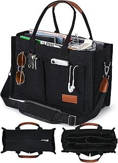 FIORETTO Canvas Tote Bag for Women with Zipper Closure & Individual Compartments for Work College for Teacher & Nurse Global Recycled Standard Global Recycled Standard Global Recycled Standard