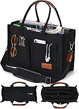 FIORETTO Canvas Tote Bag for Women with Zipper Closure & Individual Compartments for Work College for Teacher & Nurse