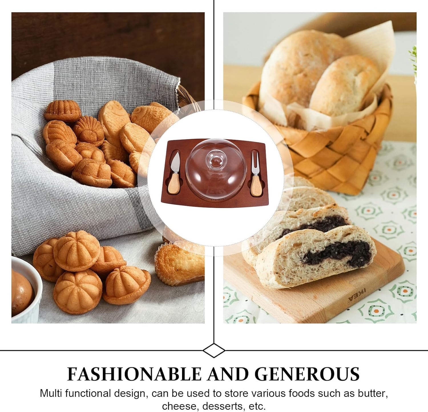 Butter Box with Lid and Cutter Deep Brown Wood Tray Butter Holder for Refrigerator with Glass Cover Suitable for Kitchen Countertop Storage