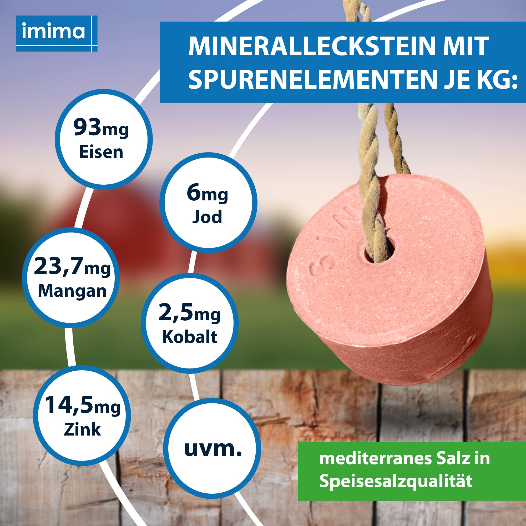 Mineralleckstein Pferd PREMIUMBLOCK Salzleckstein Set 4 x 3kg - Salzlecksteine für Pferde, Schafe, Ziegen, Wild und Rind - Salz Leckstein Mineralstein