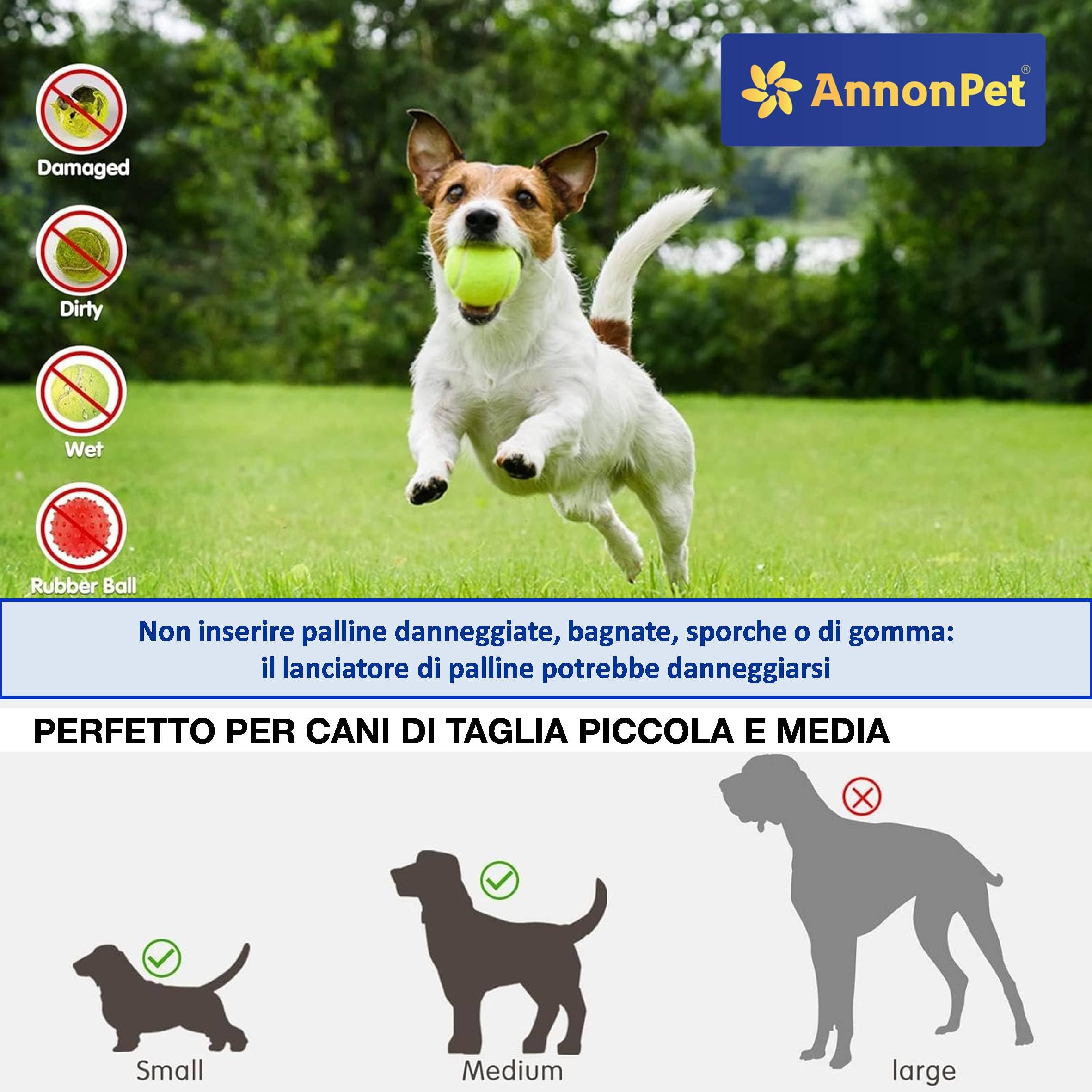 Lancia Palline Automatico per Cani con Distanze Regolabili 3/6/9m, Ricarica USB, Batteria al Litio 2200mAh, Include 3 Palline da Tennis – Divertimento e Allenamento per il Tuo Cane
