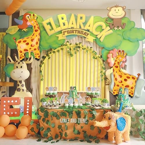 Miniatura 4 de Globos de papel de aluminio de jirafa, gran selva, safari, animal, decoraciones de fiesta de cumpleaños, globo gigante de safari para niño, salvaje,
