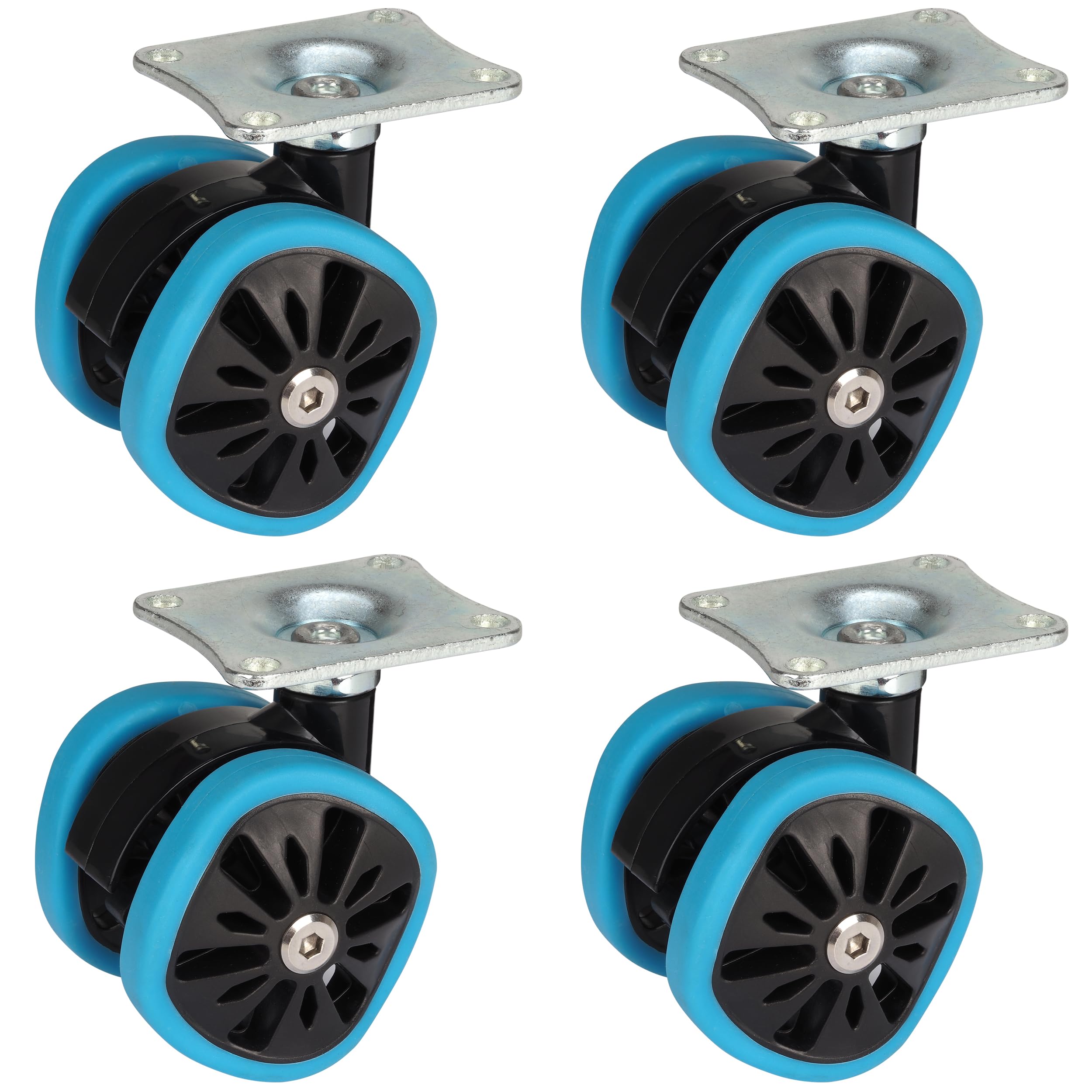 Dörner + Helmer Design Lenkrollen, Eckige Rollen, 4er-Set, 58mm x 10,5mm, 280kg Tragkraft, 70mm x 58mm Platte, Blau